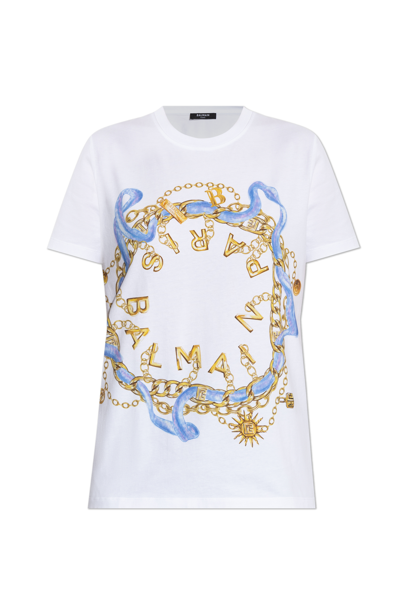 Tシャツ・カットソー BALMAIN SS25 SL WRITING PRINTED T-SHIRT (EF1EF000GE35 GAB) White Printed T-shirt Balmain - Vitkac AS